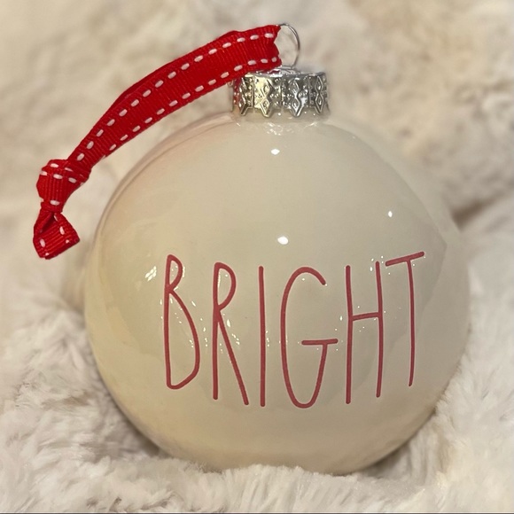 RAE DUNN by Magenta "MERRY, BRIGT” Christmas Ornament Set of 2 - Picture 3 of 4